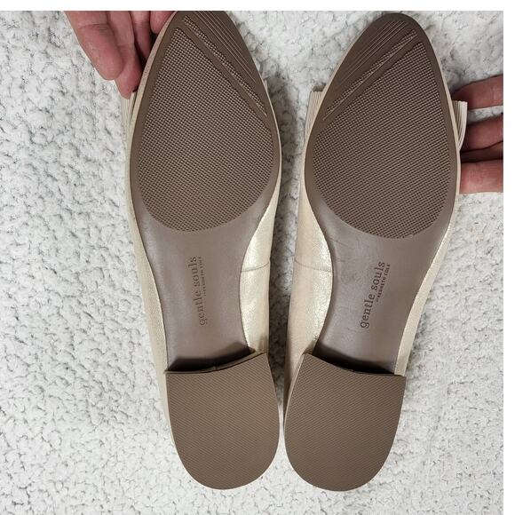 NEW Gentle Souls by Kenneth Cole Atlas Flat Leather Ice Gold Metallic size 9 - Picture 5 of 5